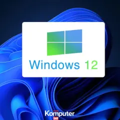 Logo Windows 12 na tle niebieskich fal. Sprawdź, czy Twój komputer spełnia wymagania Windows 12.