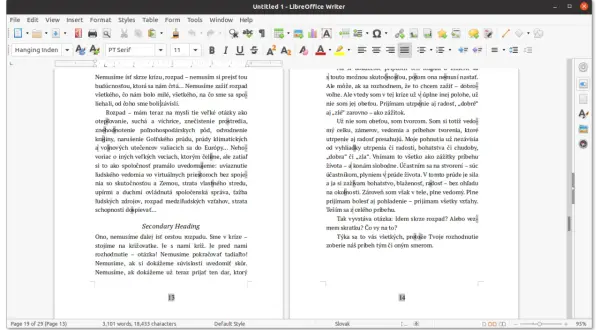 Porównanie LibreOffice vs OpenOffice: zrzut ekranu z edytora tekstu LibreOffice Writer, pokazujący dwa dokumenty obok siebie.