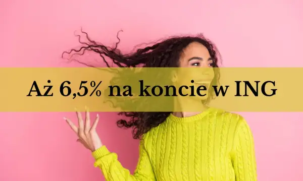 Kobieta z burzą włosów cieszy się z wysokiego oprocentowania lokaty w ING.