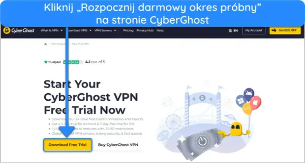 CyberGhost VPN: Rozpocznij darmowy okres próbny. Pobierz aplikację VPN i ciesz się bezpieczeństwem online.