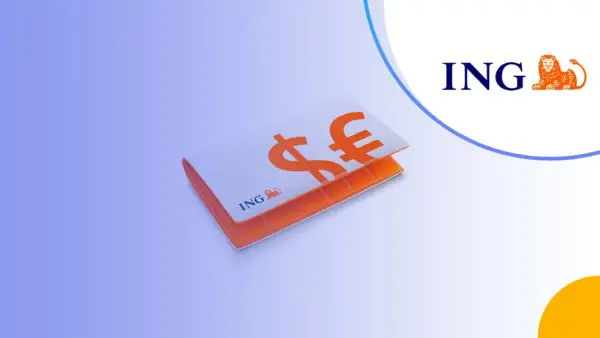 Portfel z symbolami dolara i euro, logo ING. Idealny na Twoje konto walutowe ING.